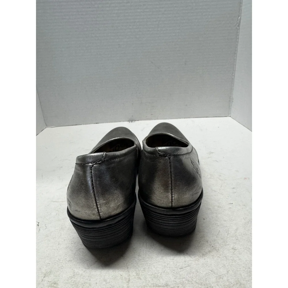 Fly London Yaz Metallic Silver Leather Wedge Pumps P500424069 Womens 37 6.5